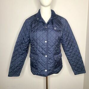 Brooks Brothers Quilted Womens Navy Blue Size 6P Jacket‎ Snap Button Closure